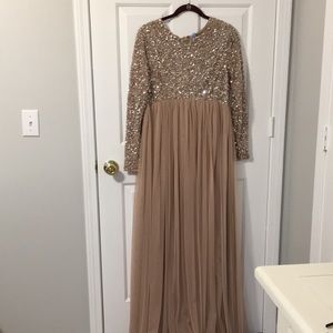 Maya Maternity Maxi  tulle dress with delicate sequins.